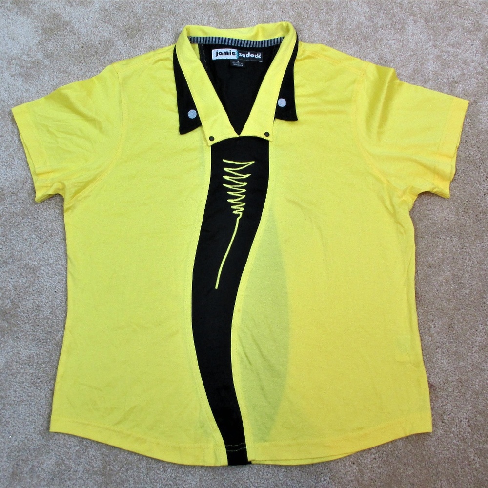 JAMIE SADOCK Yellow & Black GOLF Jersey SHIRT New